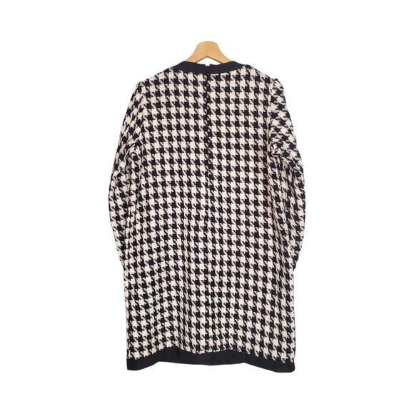 Tuckernuck Pomander Place Coco Tweed Bow Dress Houndstooth Black White Medium - Picture 2 of 12
